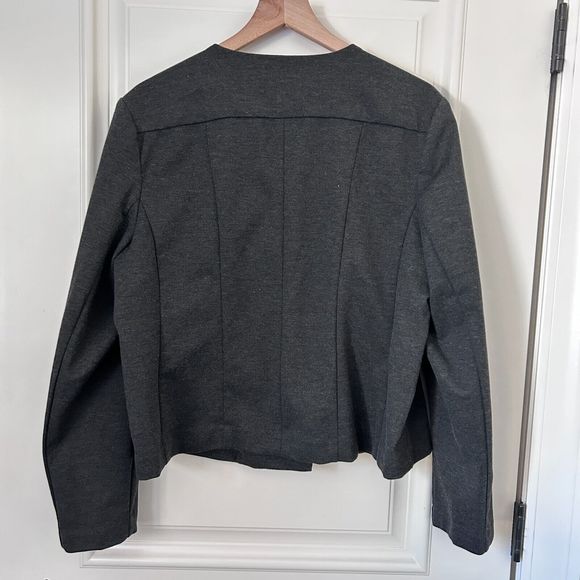 Catherine Malandrino Moto Jacket Size XXL Gray Knit Asymmetric Zipper Layering - Picture 6 of 8